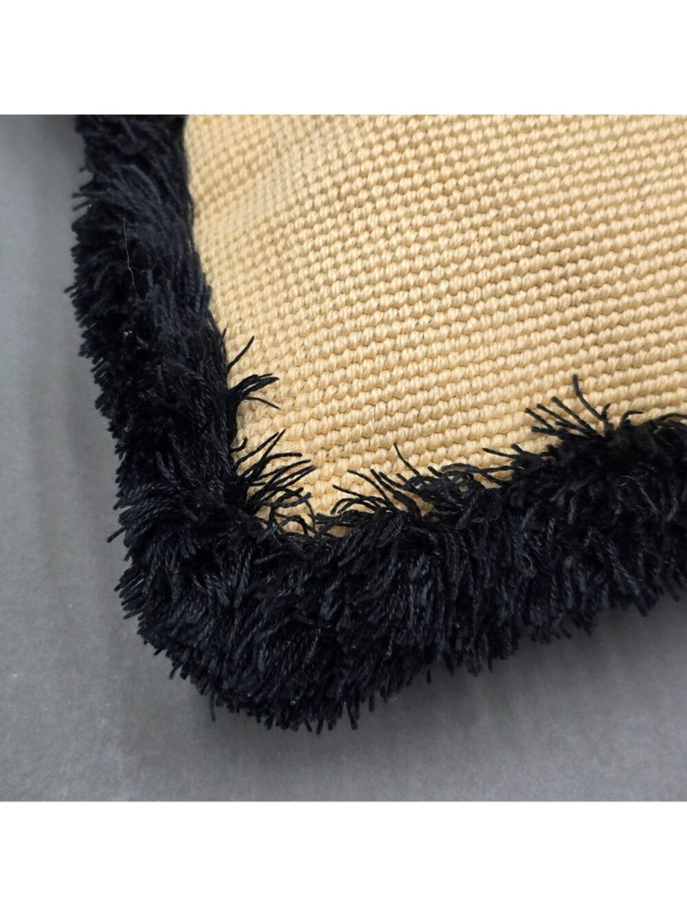 Vintage Floral Needlepoint Throw Pillow Black Fringe 13" Boho Decor - Picture 8 of 10